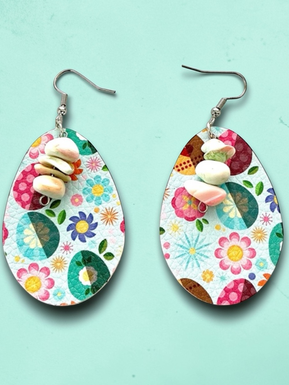 🆕Spring Gemstones and Faux leather Earrings
